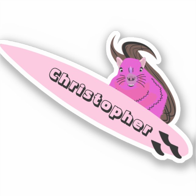 Naughty Squirrel #373 Surfing Sticker (Front)