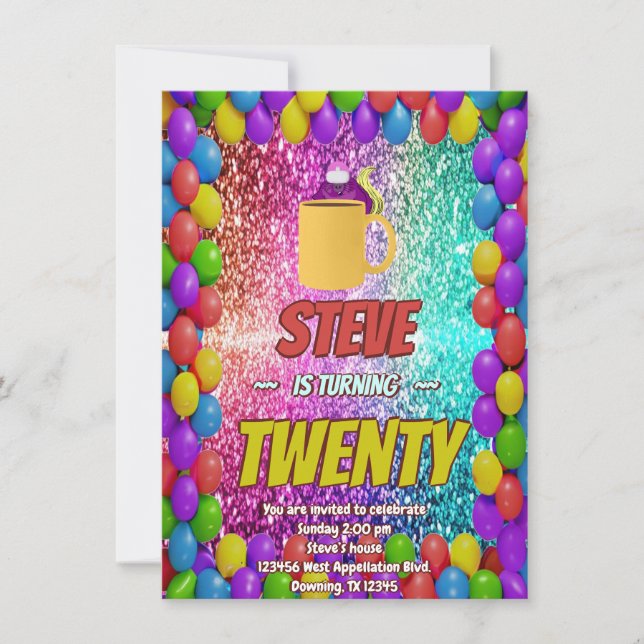 Naughty Squirrel Coffee Birthday Party Invite (Front)