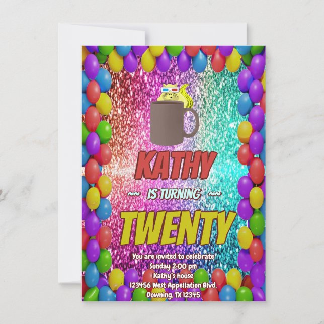 Naughty Squirrel Coffee Birthday Party Invite (Front)