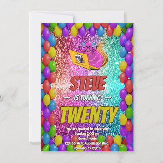 Naughty Squirrel Internet Party Birthday Invite