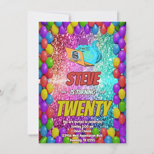 Naughty Squirrel Internet Party Birthday Invite (Front)