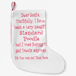 Naughty Standard Poodle Small Christmas Stocking
