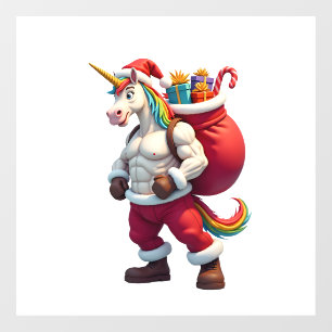 Naughty Unicorn Pun Funny Family Christmas Morning Window Cling