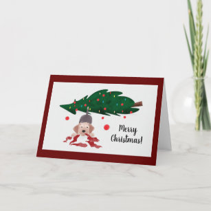 Naughty Welsh Terrier Christmas Card