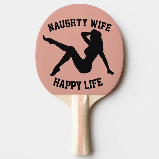 NAUGHTY WIFE PINK Ping Pong Paddles (Front)
