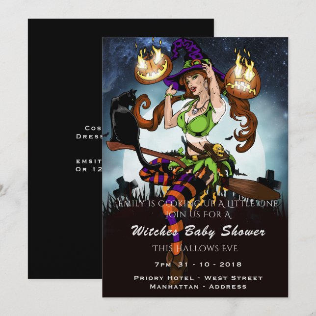 Naughty Witch Baby Shower Halloween Party Invite (Front/Back)