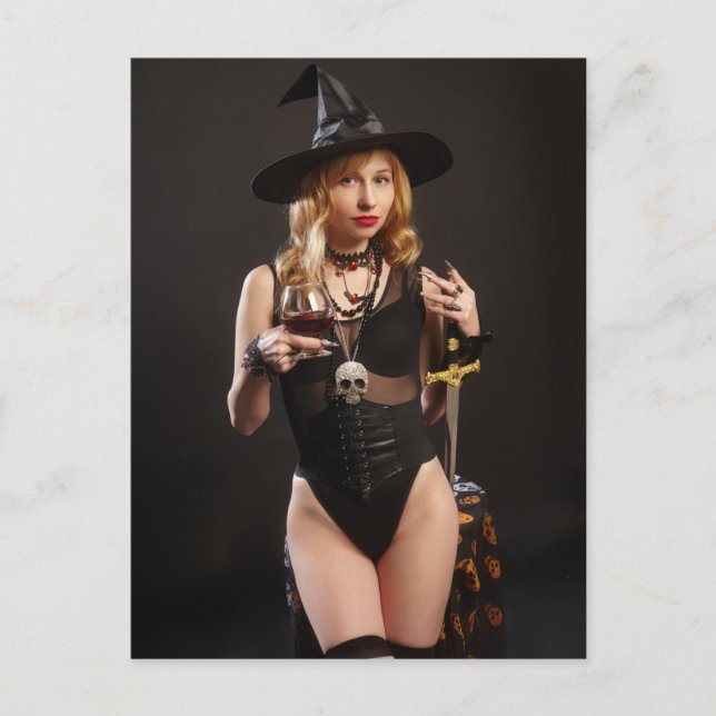 Naughty Witch Halloween Postcard (Front)