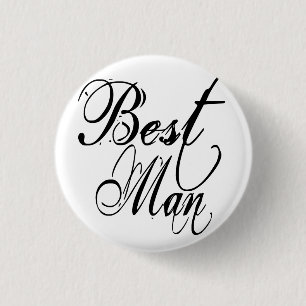 Naughy Grunge Script - Best Man Black 3 Cm Round Badge
