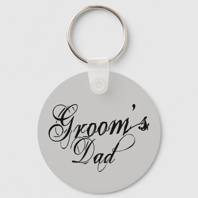 Naughy Grunge Script - Groom's Dad Black Key Ring (Front)