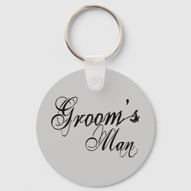 Naughy Grunge Script - Groom's Man Black Key Ring (Front)