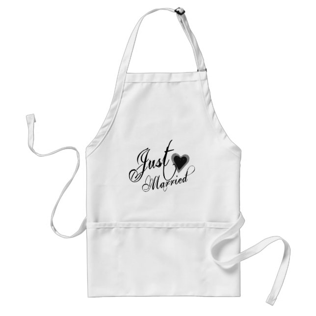Naughy Grunge Script - Just Married Heart Black Standard Apron (Front)