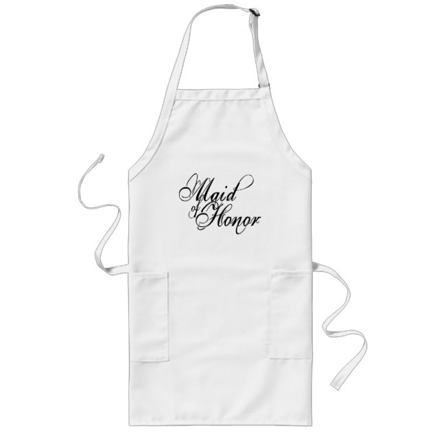 Naughy Grunge Script - Maid Of Honour Black Long Apron (Front)