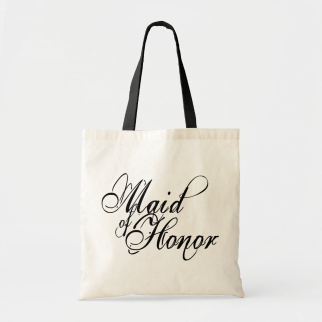 Naughy Grunge Script - Maid Of Honour Black Tote Bag (Front)
