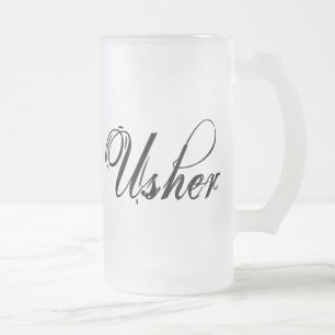 Naughy Grunge Script - Usher Black Frosted Glass Beer Mug