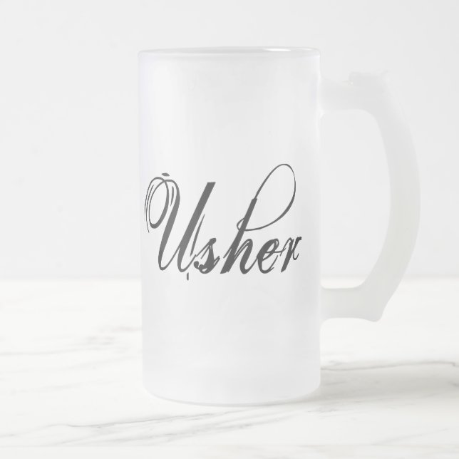Naughy Grunge Script - Usher Black Frosted Glass Beer Mug (Right)