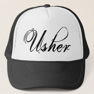 Naughy Grunge Script - Usher Black Trucker Hat