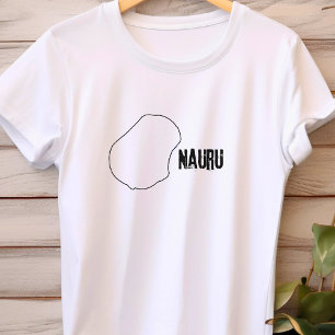 Nauru Country Map Line Nauruan Border Outline Land T-Shirt