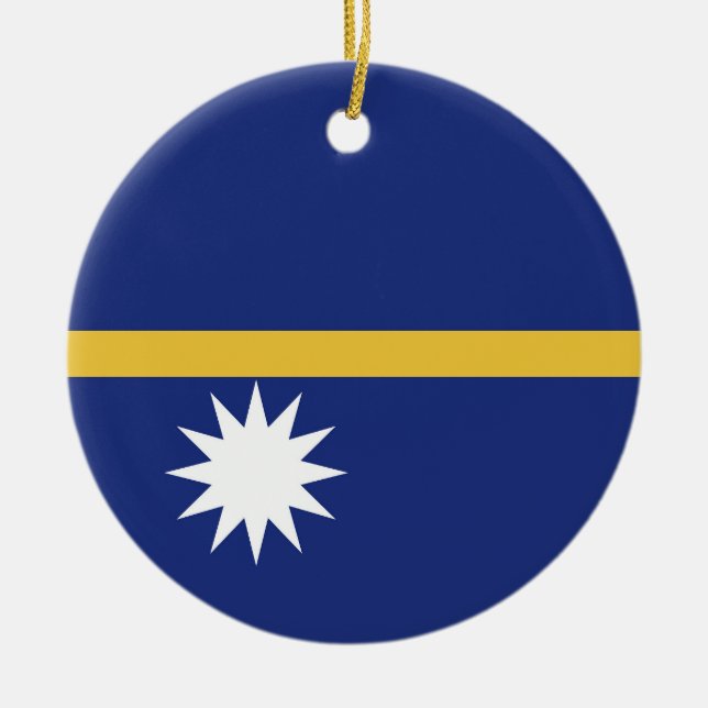 Nauru flag ceramic tree decoration (Front)