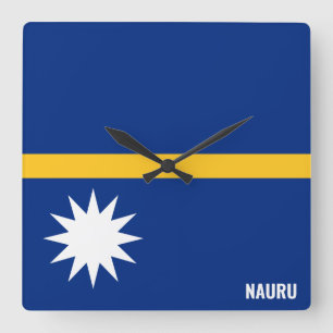 Nauru Flag Dazzling Patriotic Square Wall Clock