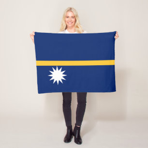 Nauru Flag Fleece Blanket