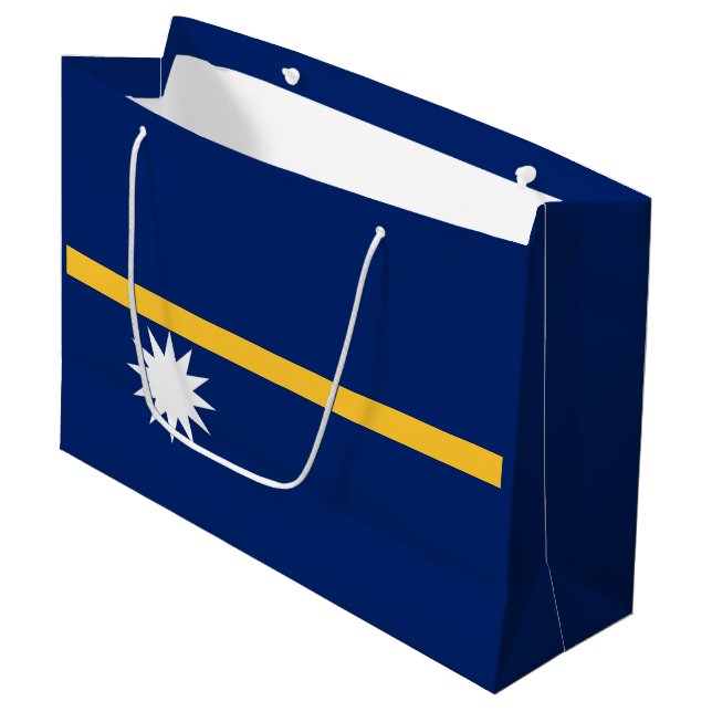 Nauru Flag Large Gift Bag (Front Angled)