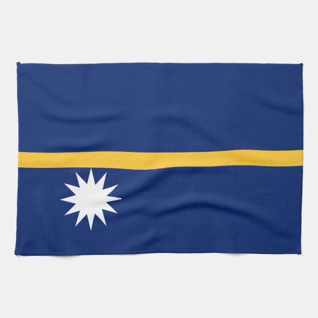 Nauru Flag Tea Towel (Horizontal)