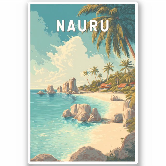 Nauru Illustration Travel Art Vintage (Front)