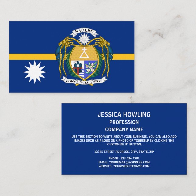 Nauruan Flag & Coat of Arms, Flag of Nauru Business Card (Front/Back)