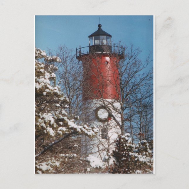 Nauset Light Christmas Holiday Postcard (Front)