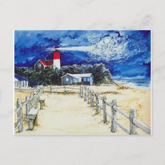 Nauset Light Conferring with the Moon Postcard