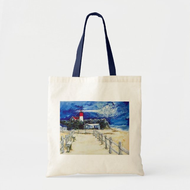 Nauset Light Conferring with the Moon Tote Bag (Front)
