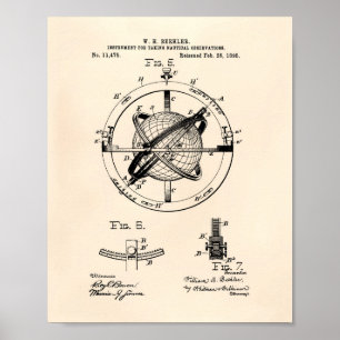 Nautacal Observations 1895 Patent Art Old Peper Poster