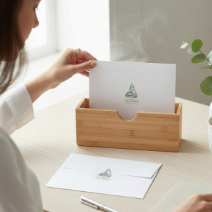 Nauti-Bouy Blue Stripe Sailboat Baby Shower Classic Round Sticker