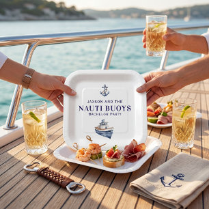 Nauti Buoy Bachelor Party Watercolor Nautical Paper Plate