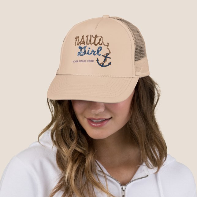 Nauti Girl Rope Knots and Anchor - pERSONALIZE Trucker Hat (In Situ)