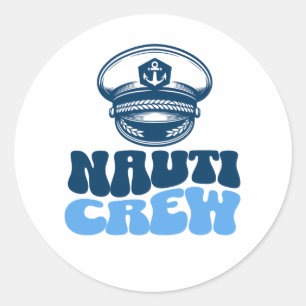 Nauti Nautical bachelorette party crew Classic Round Sticker