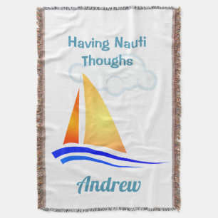 Nauti Thoughts Nautical Sailboat Throw Blanket