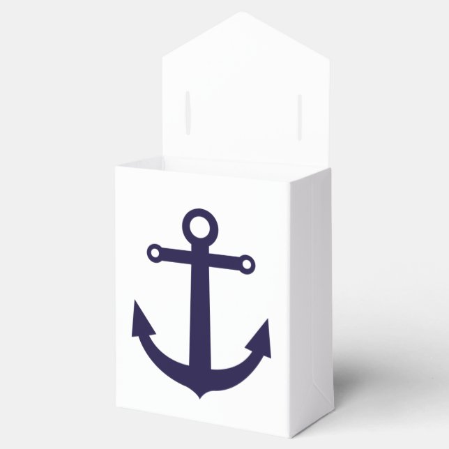 Nautial Anchor Navy Blue Wedding Favour Boxes (Opened)