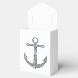 Nautial Anchor Silver Gliter Wedding Favour Boxes
