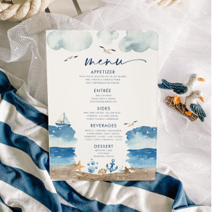 Nautica Theme Baby Shower Menu Invitation