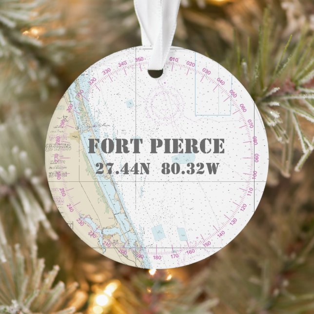 Nautical 2-Sided Fort Pierce Florida Commemorative Ornament (Tree)