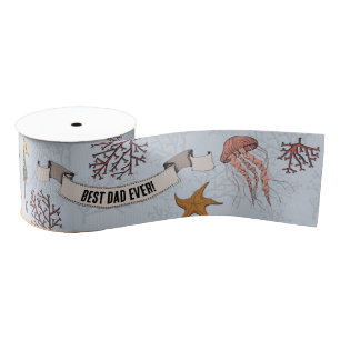 Nautical 3-Inch Fathers Day Personalised Pale Blue Grosgrain Ribbon