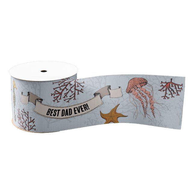 Nautical 3-Inch Fathers Day Personalised Pale Blue Grosgrain Ribbon (Spool)