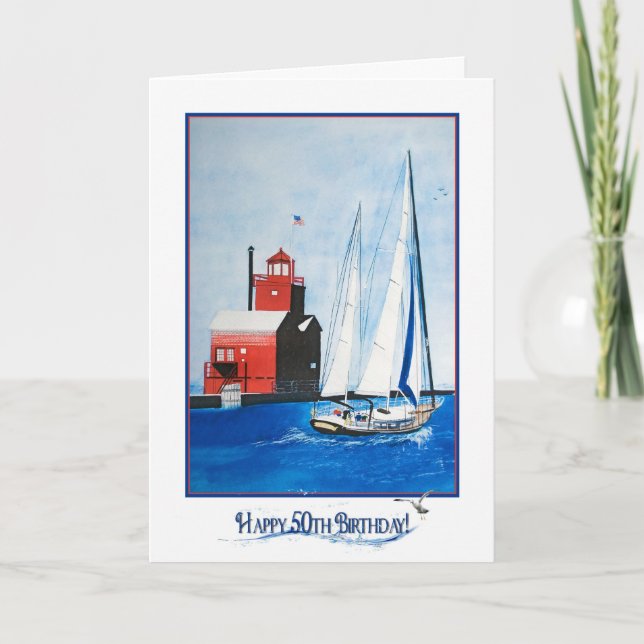 Nautical 50th Birthday Card (Front)