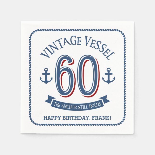 Nautical 60th Birthday Napkin (Front)