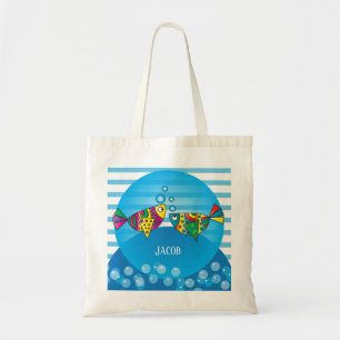 Nautical 🐠 Abstract Colourful Fish Tote Bag
