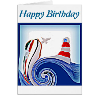 Nautical Abstract Lighthouse Boat Birthday