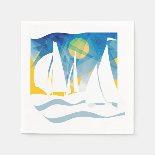 Nautical Abstract Sailing Design Napkin (Front)