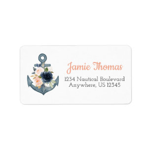 Nautical Address Labels with Floral Anchor
