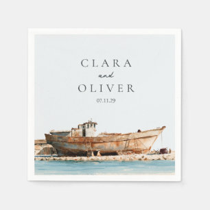 Nautical Adriatic Fishing Boat Reception Wedding Napkin